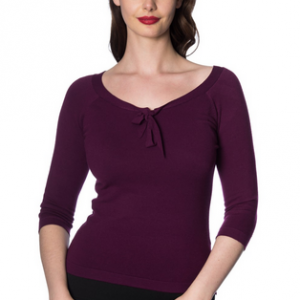 pretty illusion top, Banned, mustard, 50s, pullover, pflaume, purple, violett, dreiviertelarm