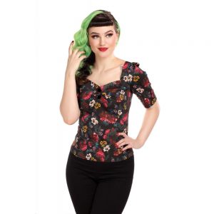 dolores, floral, top, 3/4 arm, oberteil