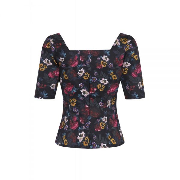 dolores, floral, top, 3/4 arm, oberteil